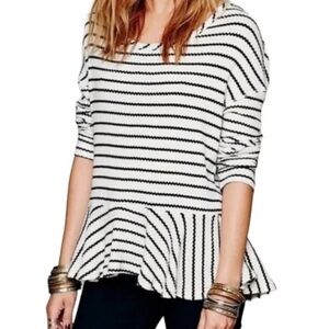 Free People Striped Peplum Long Sleeve